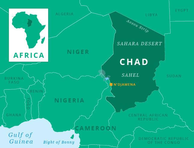 illustration Map showing Chad, Nigeria, Niger and Cameroon