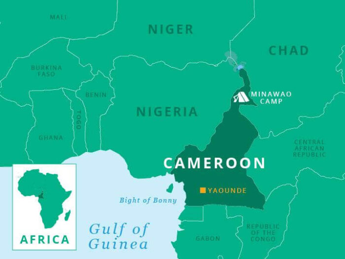Map showing Cameroon, Nigeria, Niger and Chad