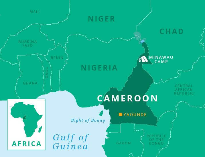 Map showing Cameroon, Nigeria, Niger and Chad