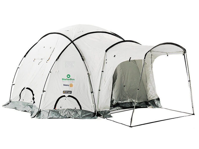 A ShelterBox tent for emergency shelter
