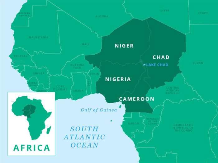 Map of Lake Chad and the surrounding countries