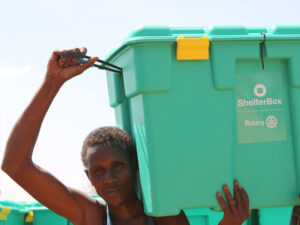 Man carrying shelterbox