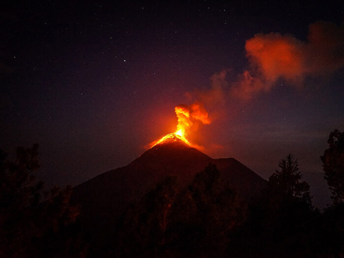 volcano by night