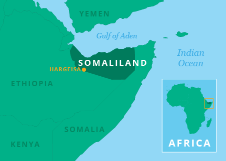Map of the Horn of Africa showing the location of Somaliland