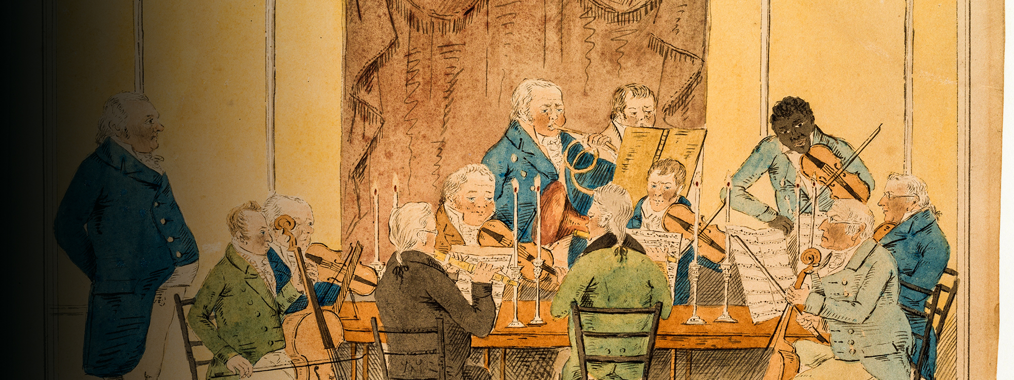 Print owned by Truro Museum depicting musicians in early 1800s including Joseph Emidy