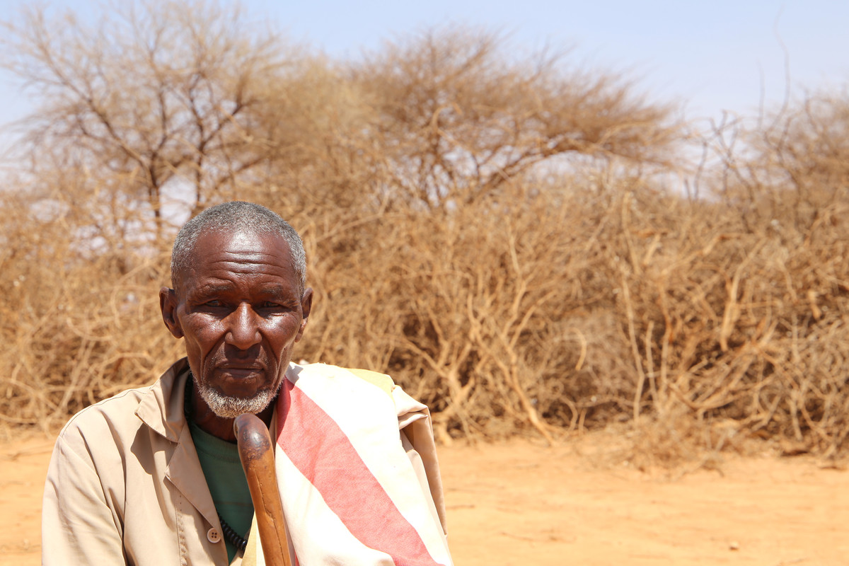 Man sat down with his walking stick in a drought-stricken Somaliland