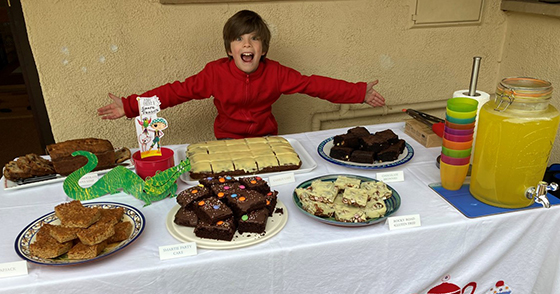 Boy with baked goods