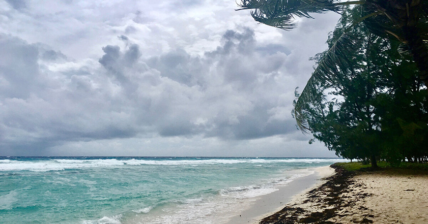 Hurricane brewing over the ocean, taken from a beach on Barbados