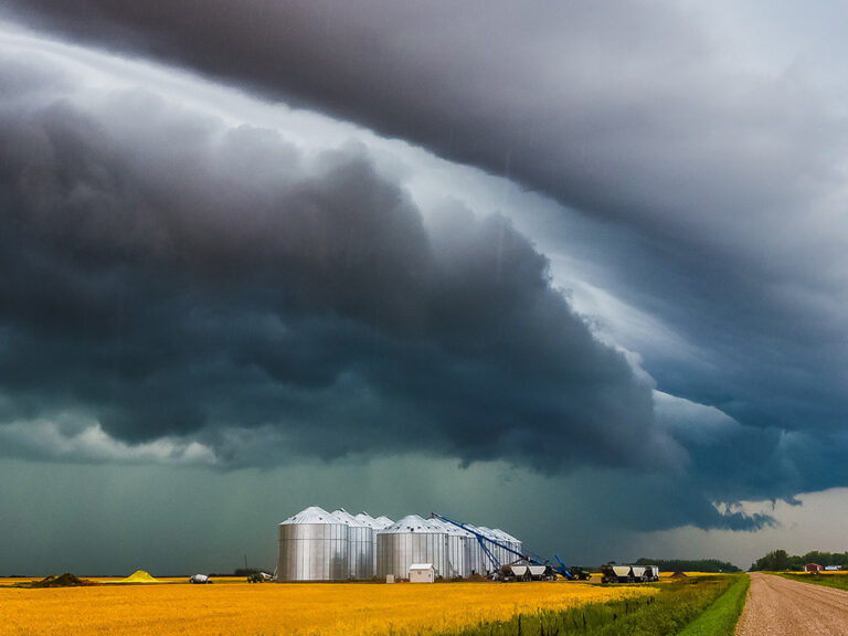 Tornado or twister over a field