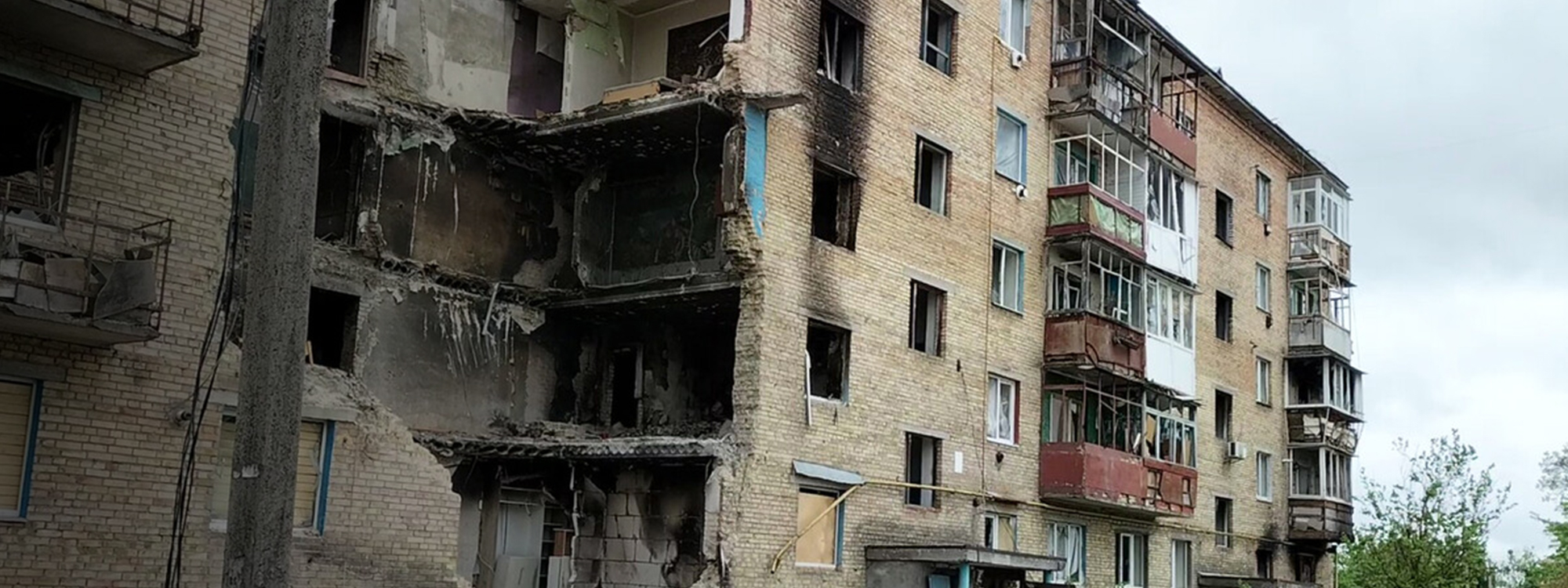 A destroyed building in Ukraine