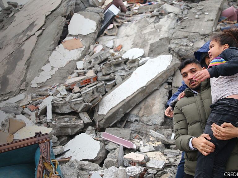 A child is rescued under rubble after earthquake hits Turkey