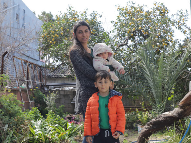 Woman and children outside in Turkey