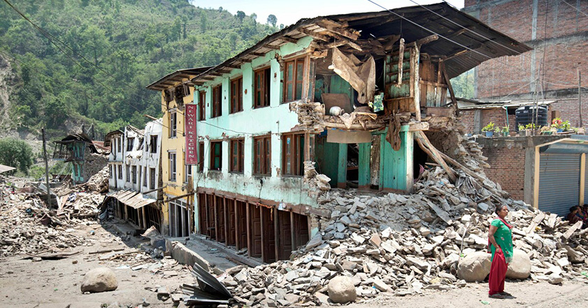 Building damaged in the Nepal earthquake 2015