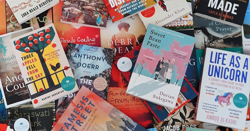 Montage of different book covers featured in ShelterBox book club
