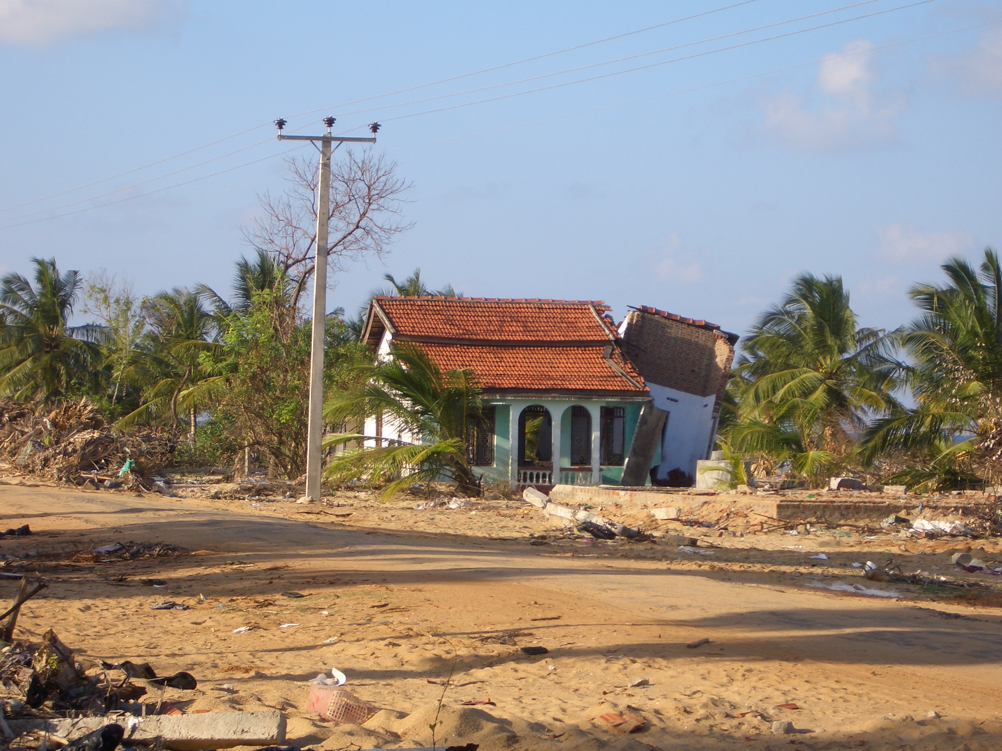 A damaged house in Sri Lanka, after the Boxing Day tsunami of 2004