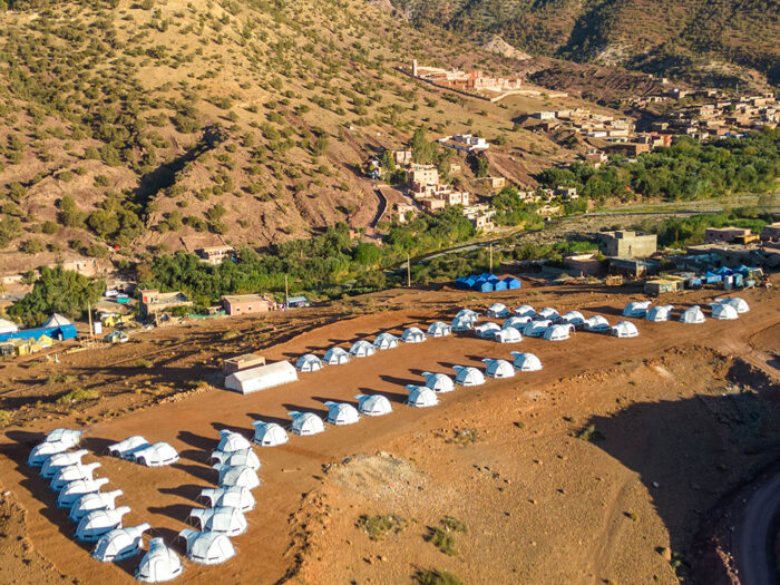 ShelterBox tents in the mountains in Morocco following the earthquake there