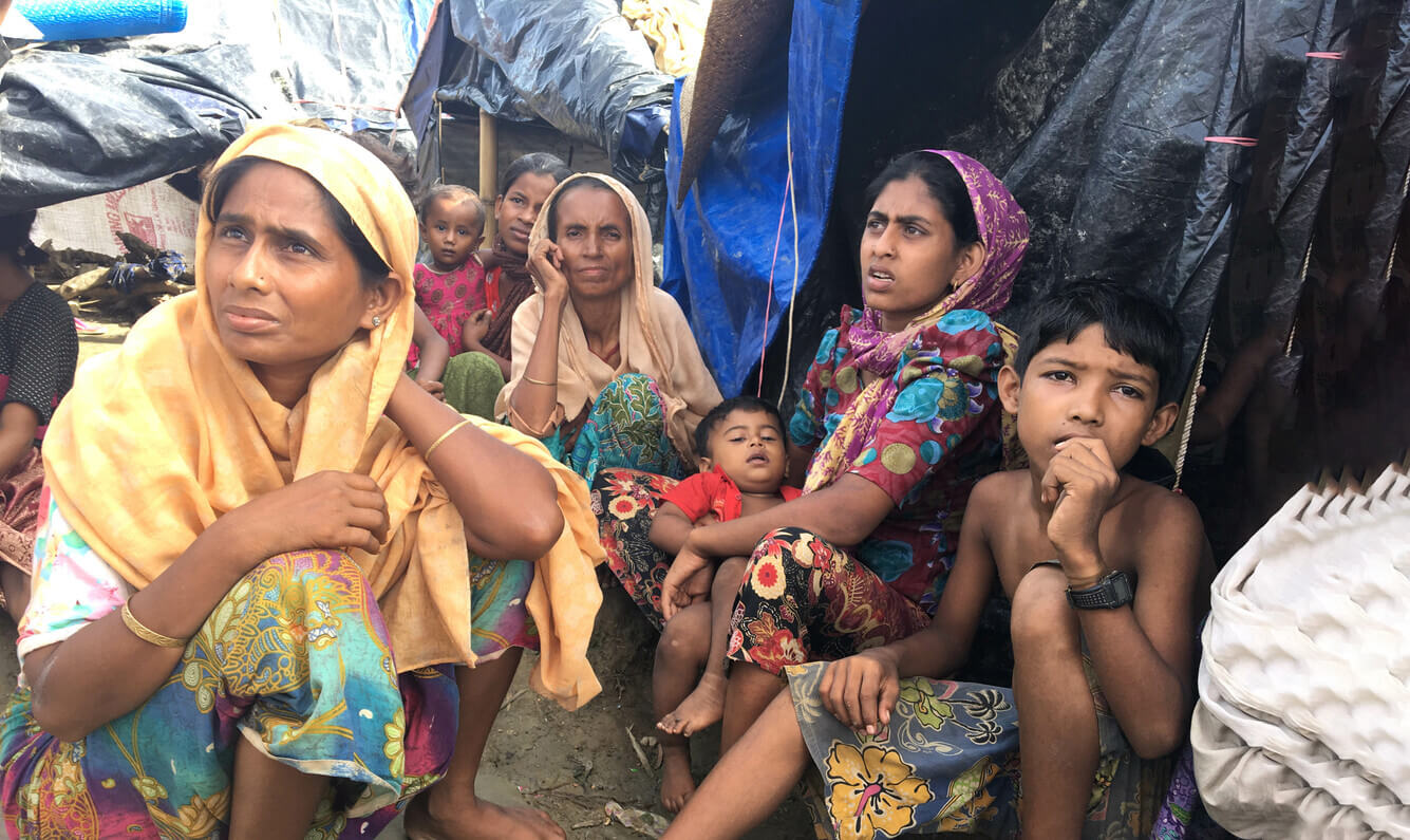 Family at a refugee camp in Bangladesh