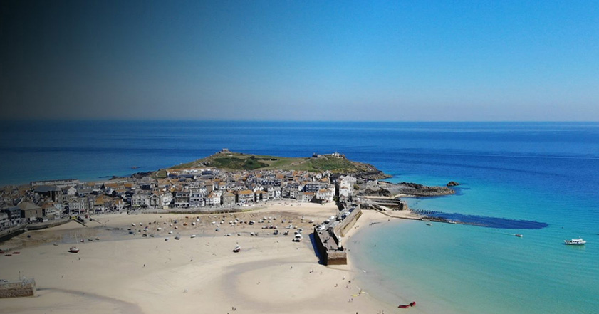 Aerial photograph of St Ives in Cornwall where the G7 took place in 2021