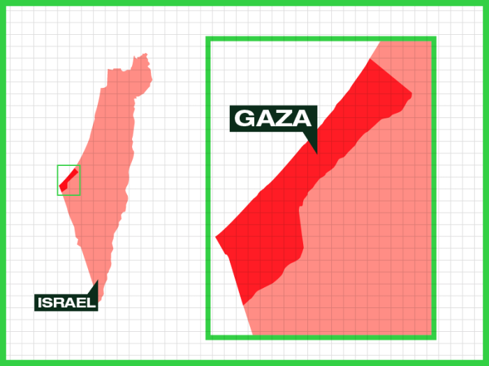 Map showing location of Gaza