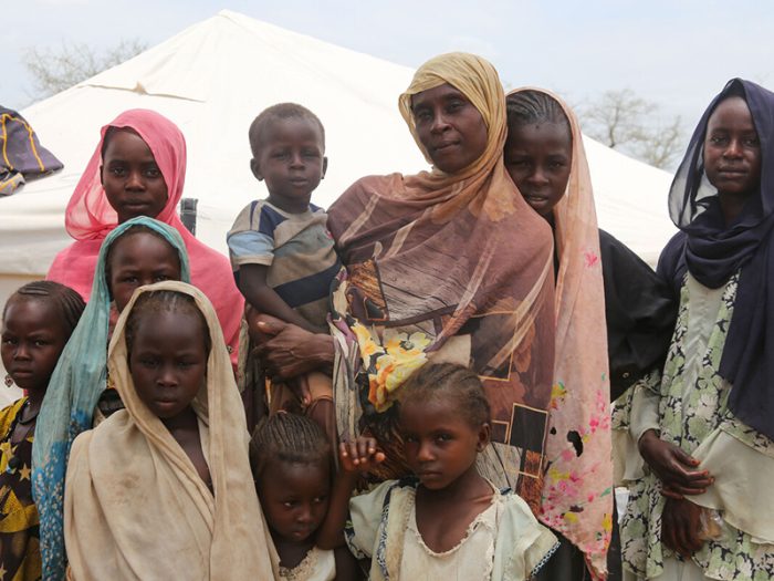 Woman with several children in Chad