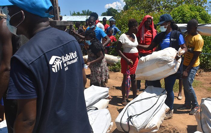 People receiving aid in Haiti