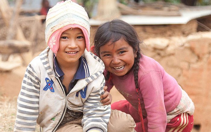 Two children playing in Nepal
