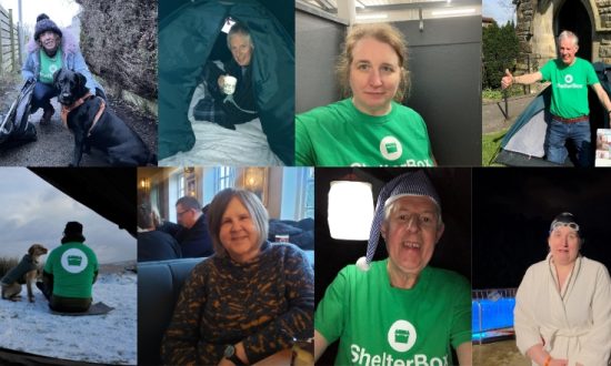 A collage of ShelterBox supporters