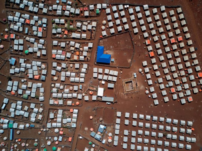 Drone photograph of shelters in Somalia