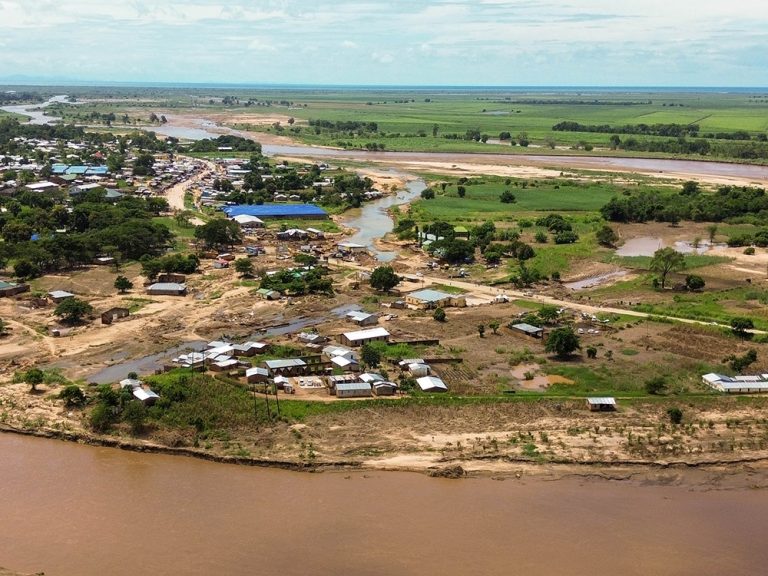 Aerial photo of flooded landscape in Malawi