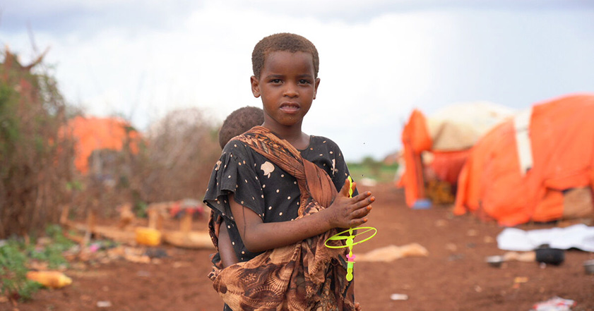 Little boy in a displacement camp in Somalia