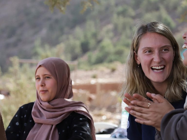 Women sitting outdoors in Morocco