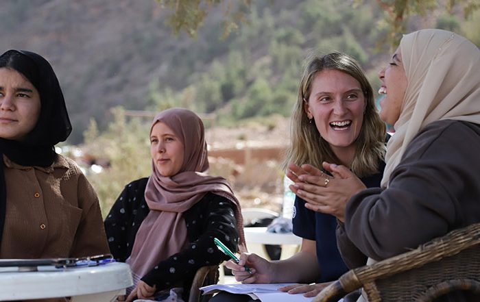 Women sitting outdoors in Morocco