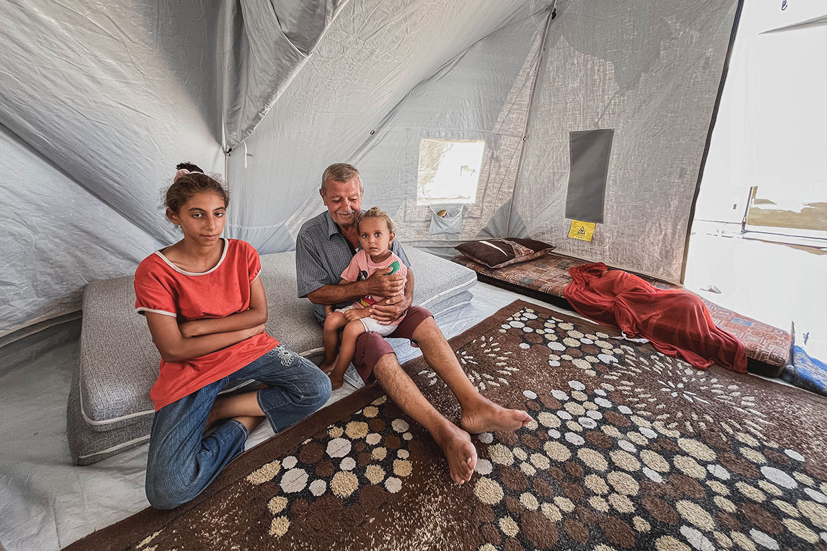 inside an emergency tent in gaza